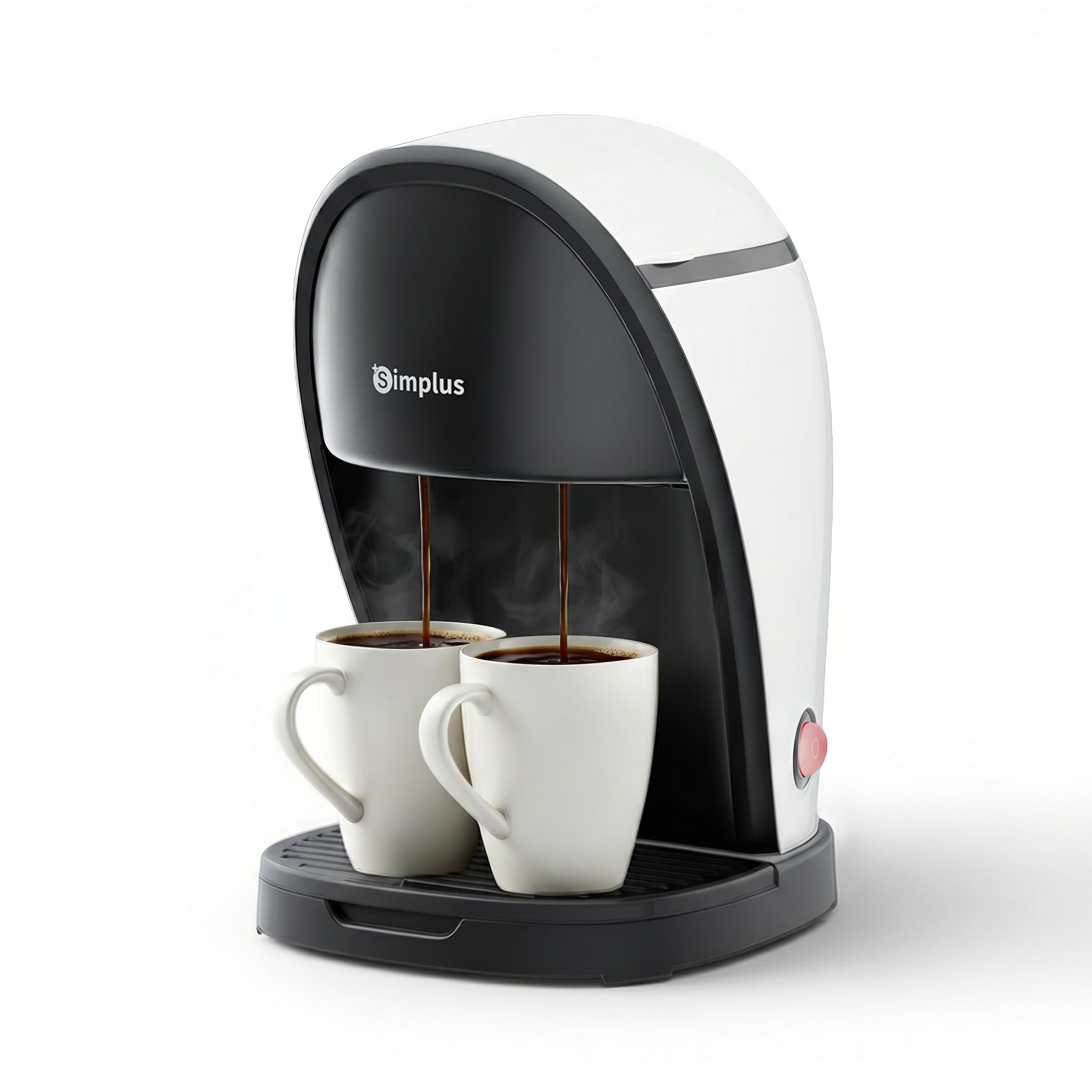 SIMPLUS Mini Filterkaffeemaschine für 2 Tassen, Kleine Kaffeemaschine mit Dauerfilter, 250ml Wassertank, 4-Minuten Brühzeit, Ein-Knopf Bedienung, Kompakte Kaffeemaschine für Büro, Küche