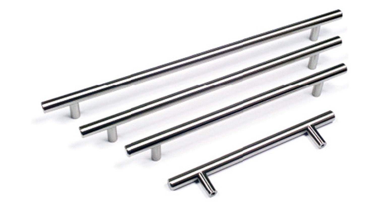 GTV RS Bar Handle Hole Spacing: 160 mm, Total Length: 220 mm, Polished Chrome, Silver, 160mm hole centres