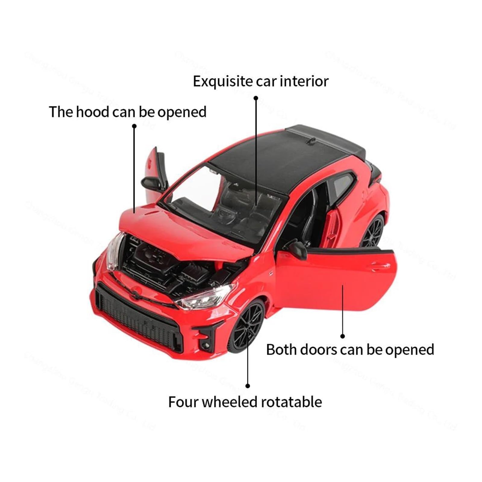 ONAIC Diecast Modello 1:24 Per Toyota Per GR Per Yaris Modellini Di Auto In Metallo Pressofuso Modellino Auto Da Collezione(bianco)