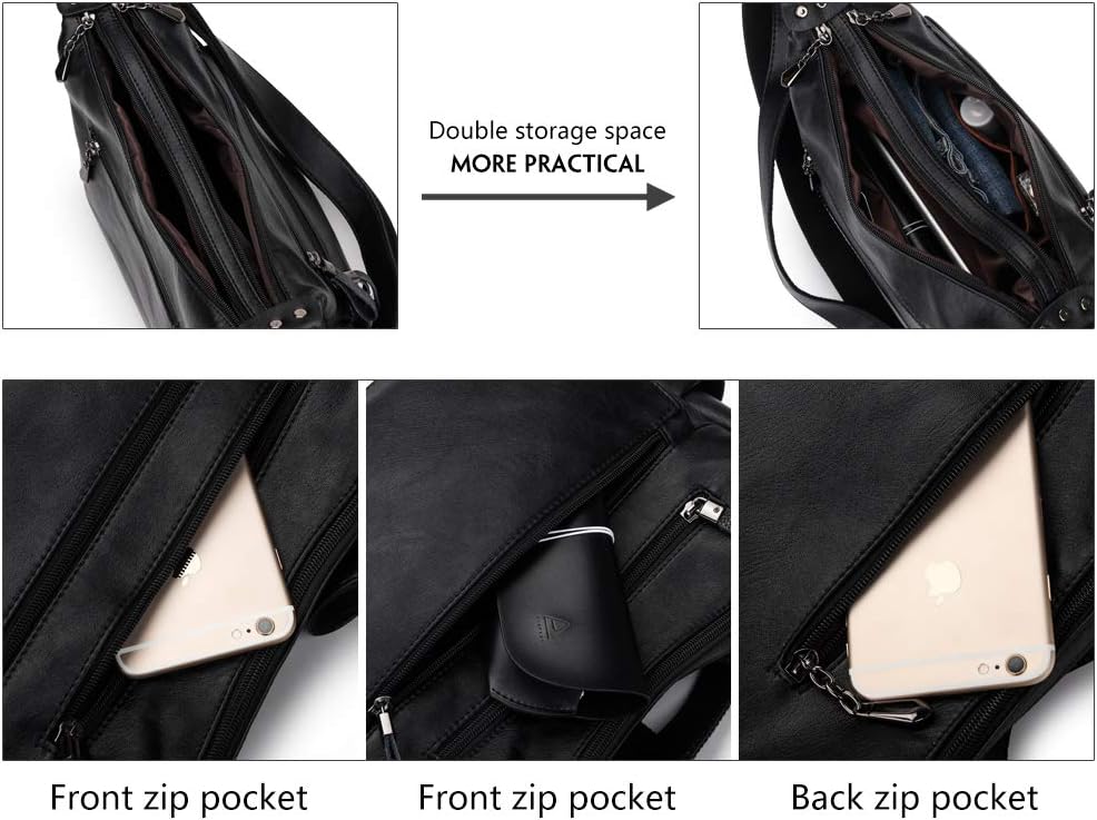 Artwell Fashion Crossbody Bag For Women Shoulder Bag Soft PU Leather Handbags Purses Multi Pocket Hobo Tote Bag - Image 4