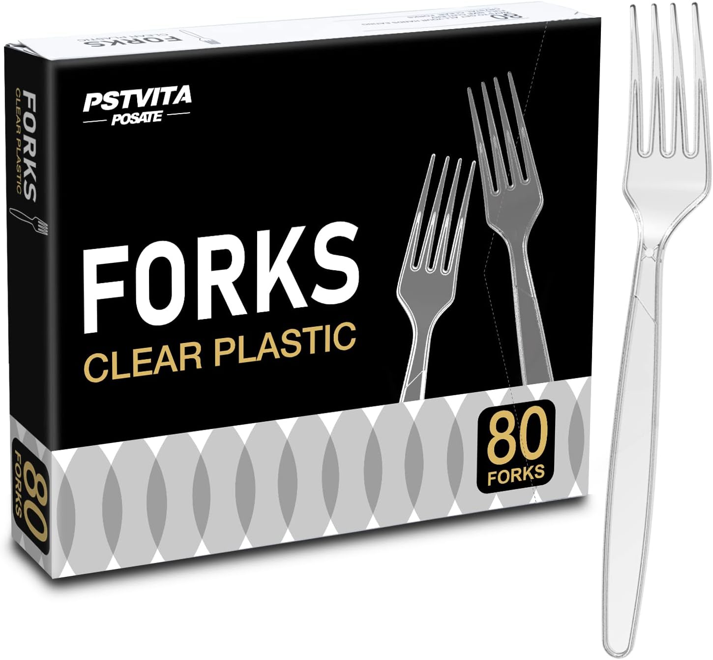 Crystalware, HeavyWeight Clear Plastic Fork, Durable and