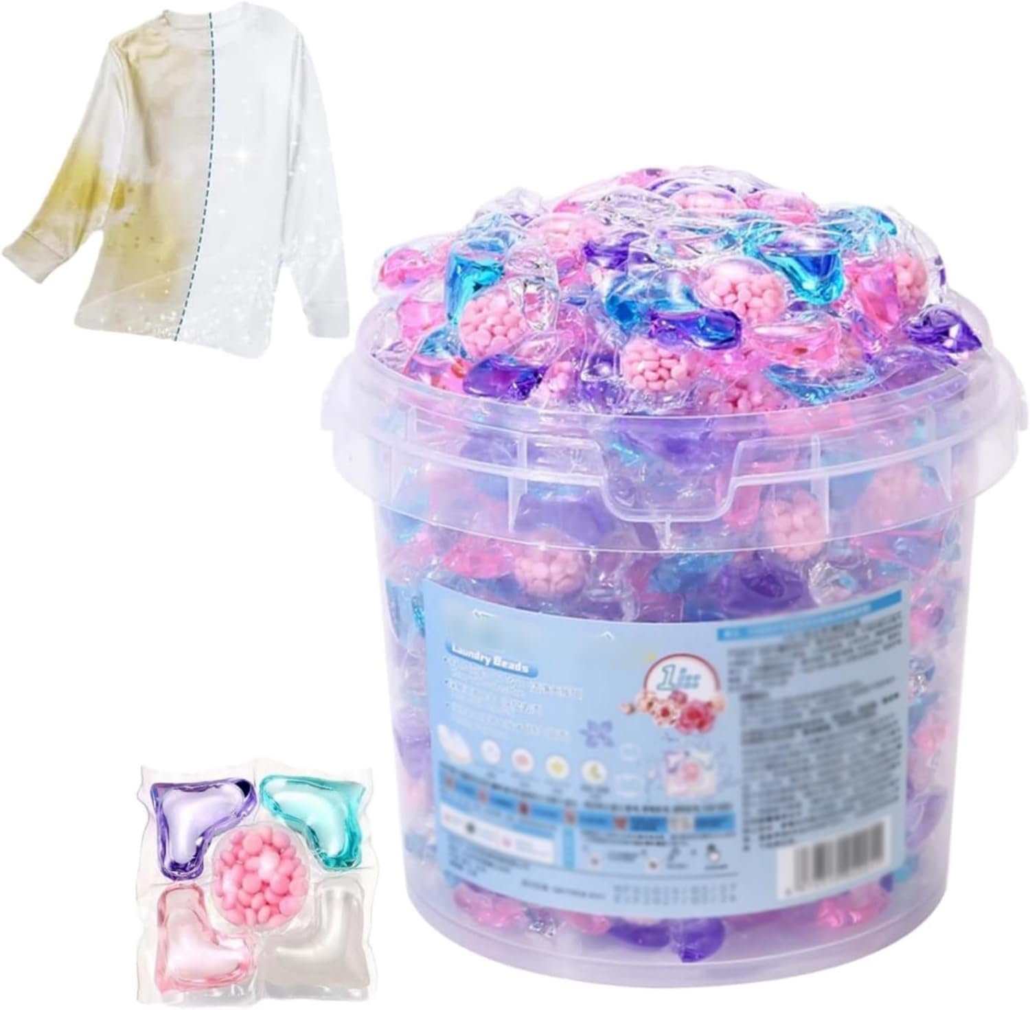 5 in 1 Laundry Pods with Scented Beads, Deep Cleaning Detergent Pods with Fabric Softener Beads & Long-Lasting Freshness, Laundry Detergent Capsules, Gentle for All Fabrics (50Pcs)