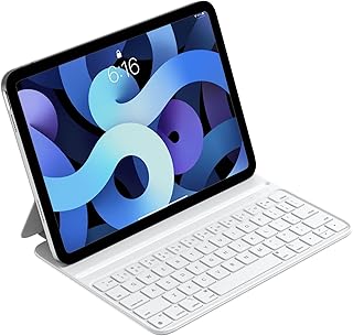 HOU iPad Air 5th Generation Case with Keyboard(2022),iPad pro 11 inch case with keyboard(4th/3rd/2nd/1st),iPad Air 4th Generation Case with Keyboard,Folio,Slim,Magnetic Charging,Adjustable Angle White…