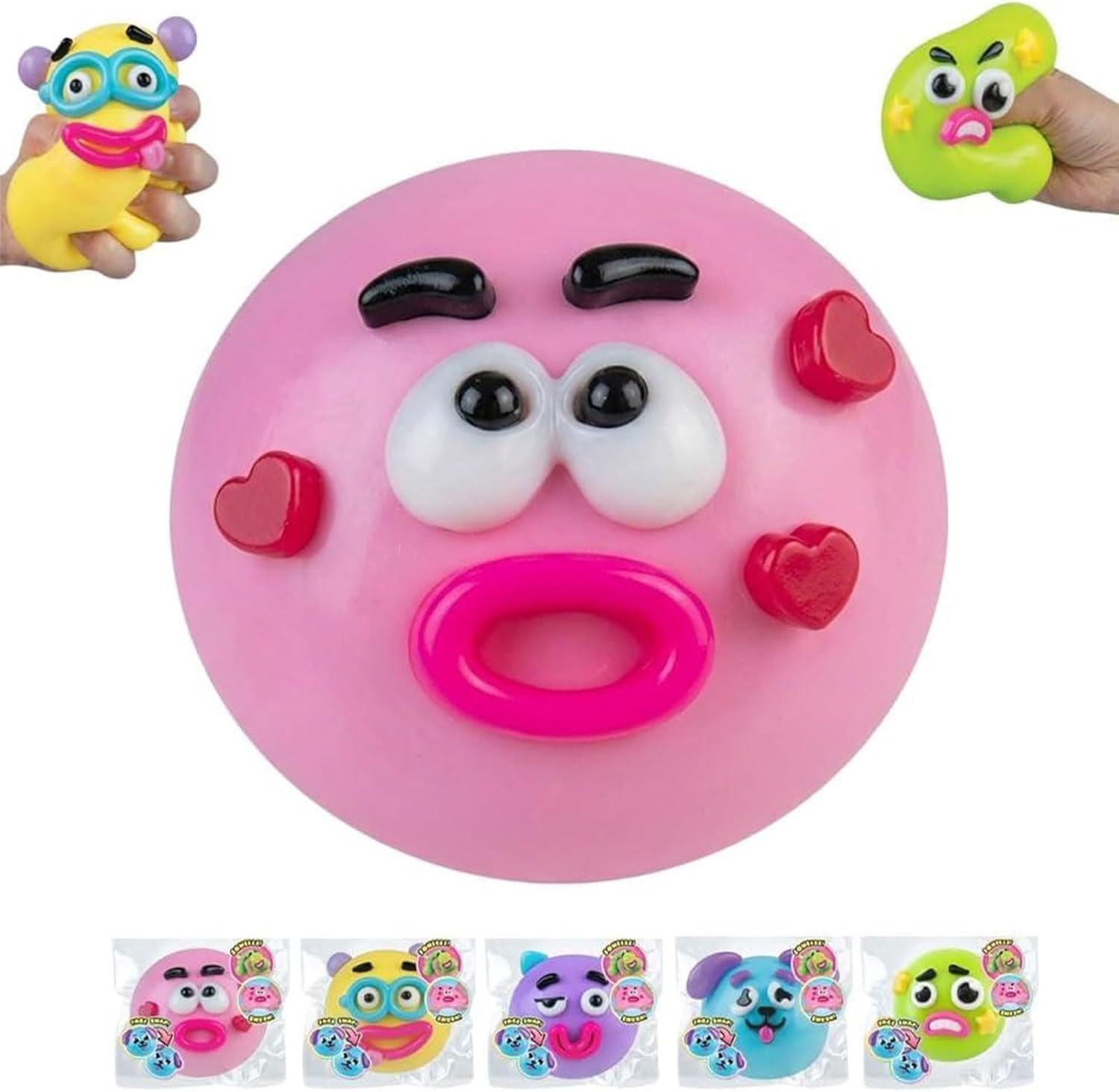 Smushers Squishy Fidget Toy, Curiosities Smushers Dog Face Swap Squishy Soft Interchangeable Dog Face Swap Stress Relief Sensory Squeeze Toy Cute Slow Rise Relaxing Sensory for Adults (Pink)