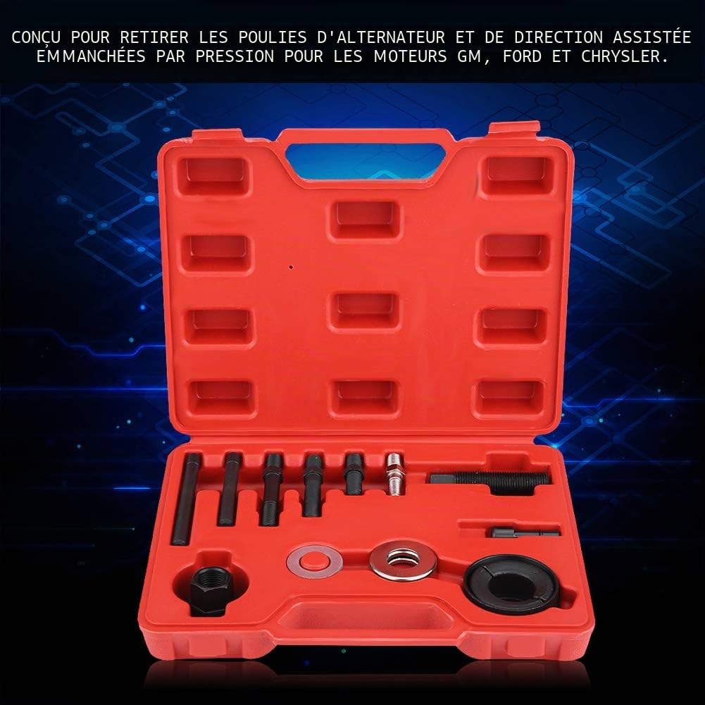 Automobile Poulie Extracteur Remover Poulie Installer Direction Assistée Pompe alternateur Poulie Extracteur Remover & Tool Kit d'installation pour G-M Alternateurs de