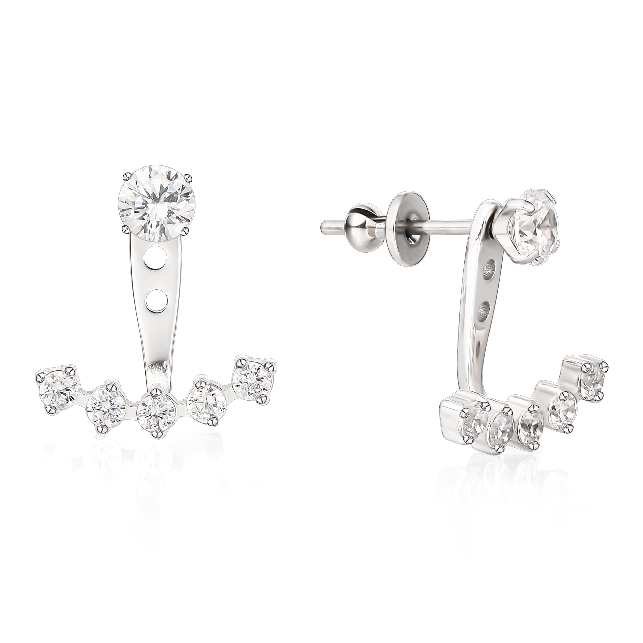 Hypoallergenic G23 Implant Grade Titanium Dangle Stud Earrings 5A+Cubic Zirconia Piercing Jacket Earrings for Women Girls Sensitive Ears