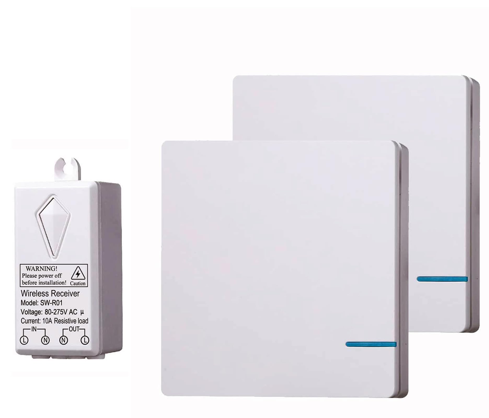 Imperméable Kit d’interrupteur et de récepteur d’éclairage sans fil Aucun câblage requis jusqu’à 100ft Range programmable et extensible pour ventilateurs 2 interrupteurs + 2 récepteurs