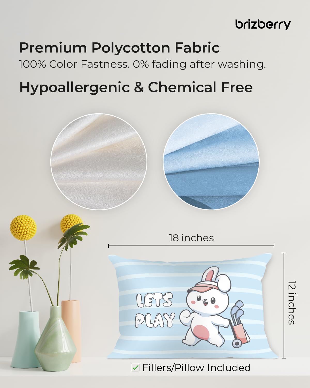 Brizberry® Kids Pillow Cushion with Super Soft Fabric | Animal & Cartoon Prints | 12x18 inches (Design 17) 4