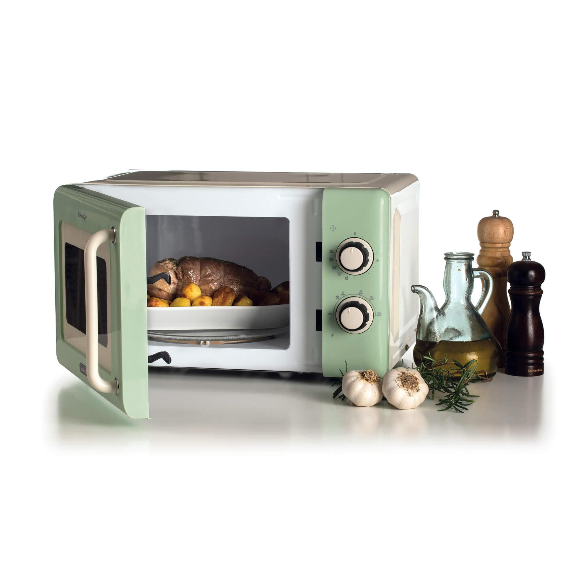 Ariete 3960 Mikrowelle Vintage 800 W 20 l 3 Funktionen 6 Kochstufen Timer Grün