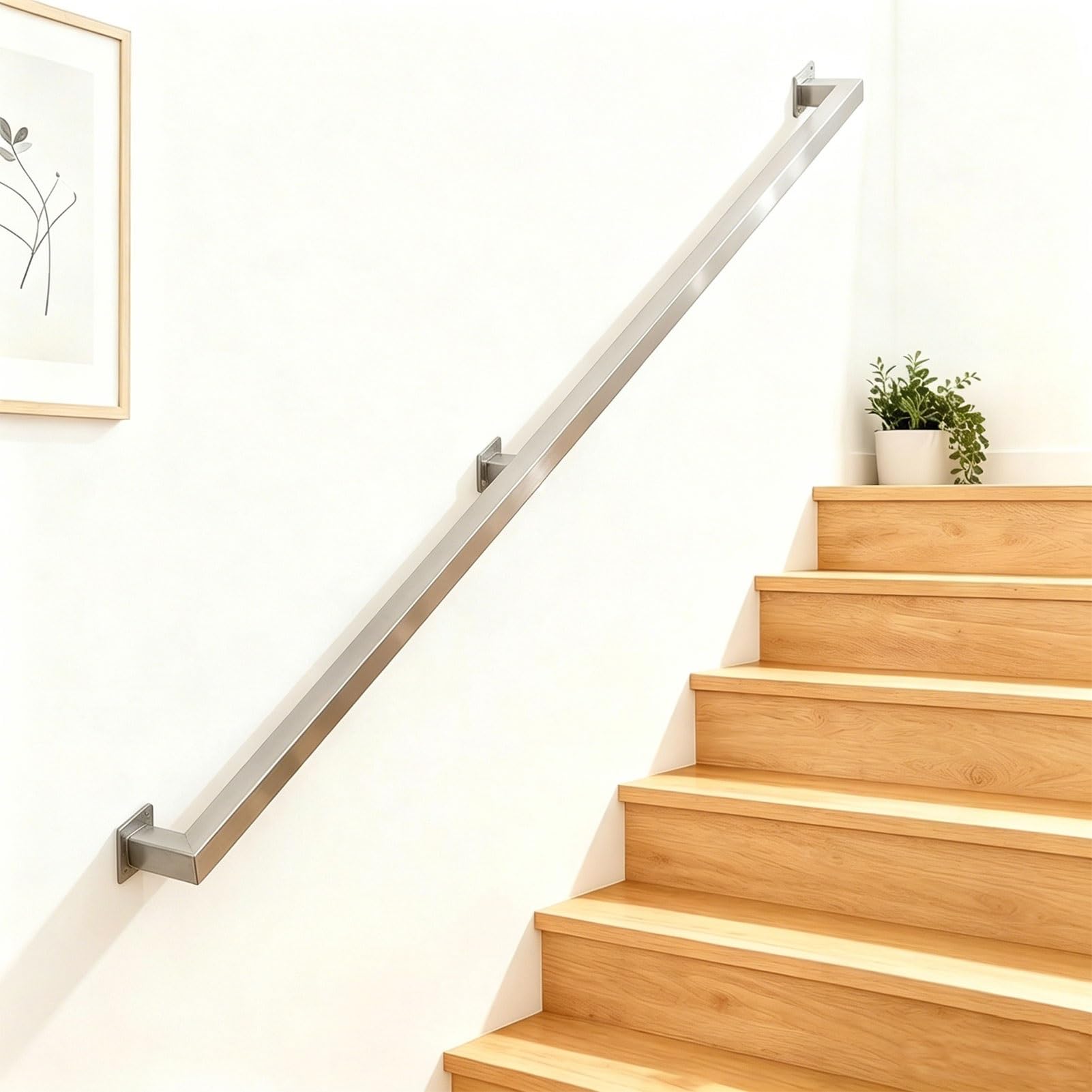Handrails for Stairs, Stainless Steel Staircase Railing Brackets, Industrial Safety Non-Slip Hand Rail for Indoor and Outdoor Stair(14ft/420cm)