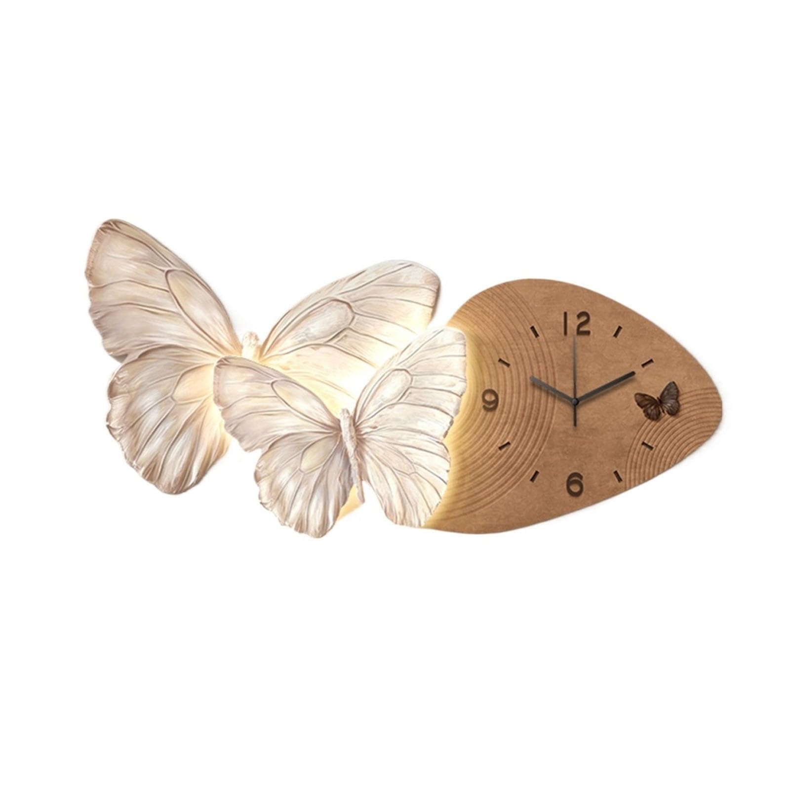 Dekoracyjny obraz z zegarem Dekoracyjny obraz z zegarem i pilotem, dekoracyjny obraz motyla do przedpokoju, obraz wiszący na zegarze Lampa ścienna(Brown,70 * 35cm)