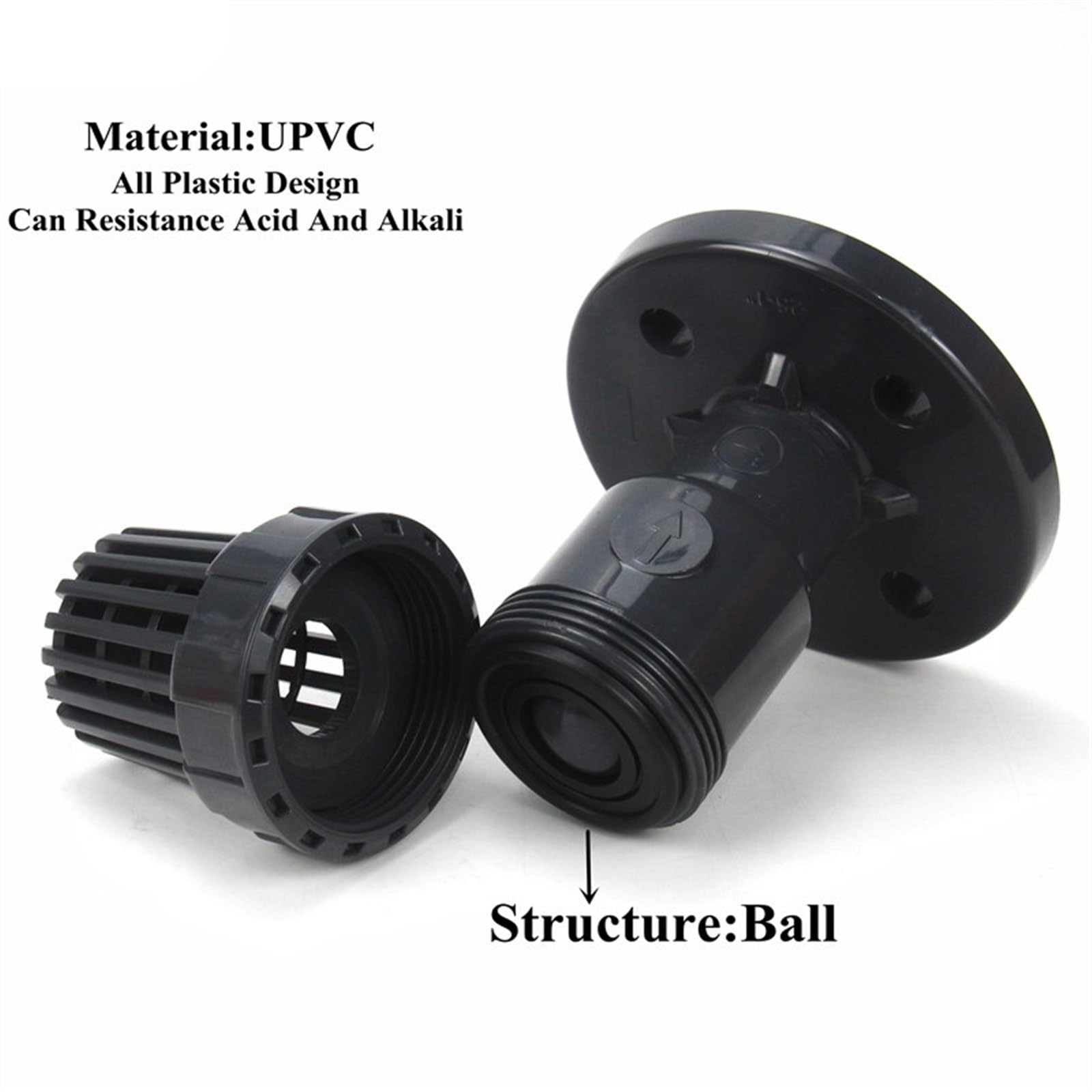 Valvola di ritegno a flangia in PVC Valvola di ritegno unidirezionale senza ritorno Valvola for giardino Irrigazione domestica Filtro for pompa dell'acqua di aspirazione emisferica Giunti)(50mm(DN40))