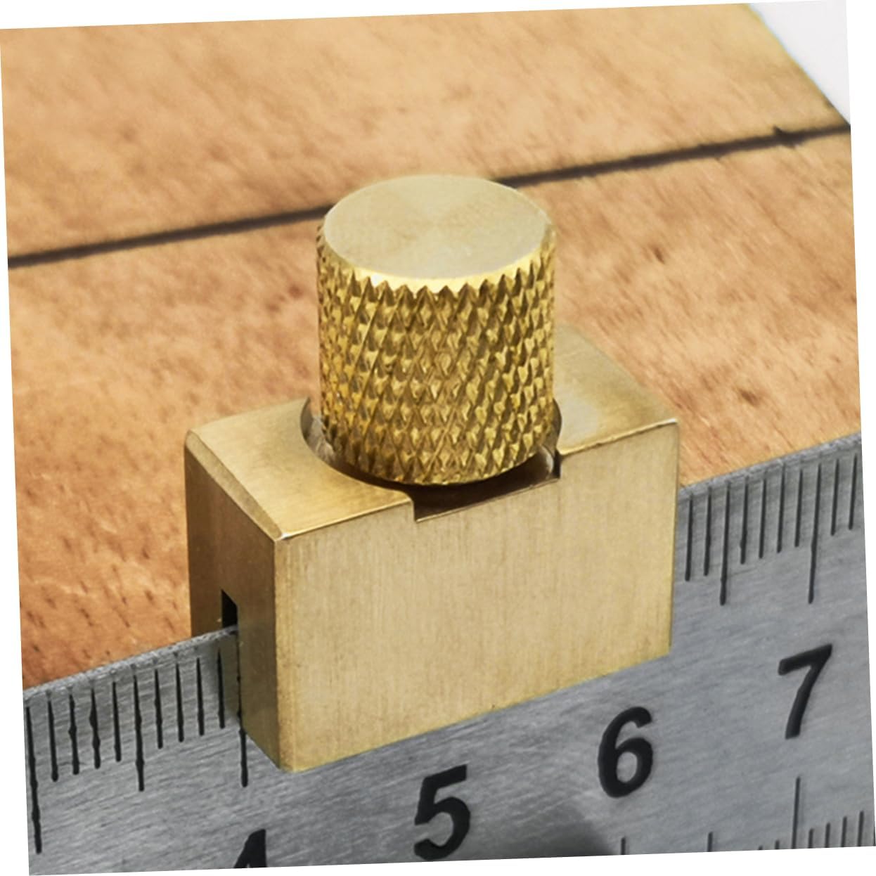 jojofuny 6pcs Brass Positioning Block Steel Ruler Woodworking Line Measuring Tool and Accurate Stop Block for Projects