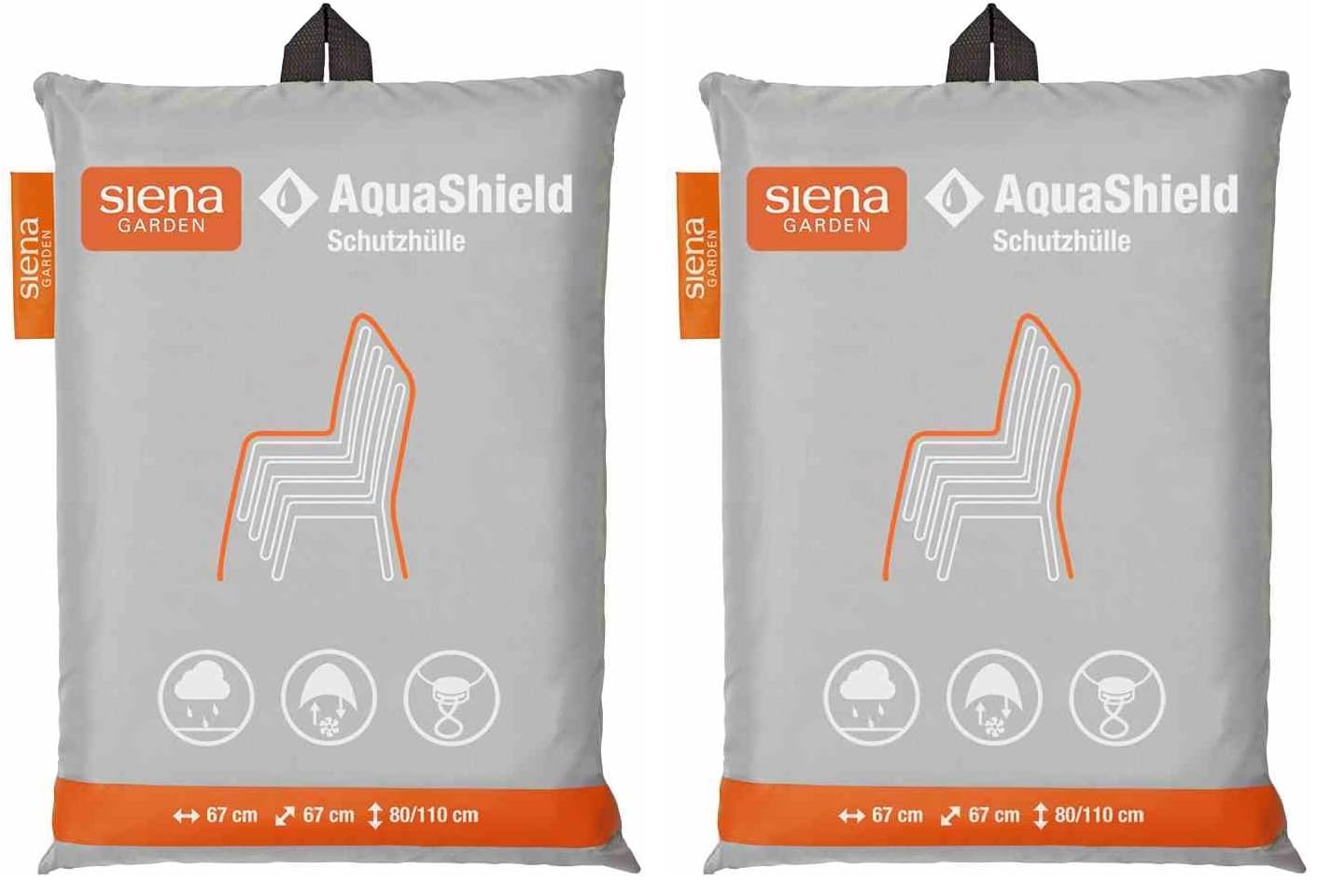 Siena Garden AquaShield Stapelstuhlschutzhülle, silber-grau, mit Active Air System, 67x67x80-110 cm (Packung mit 2)