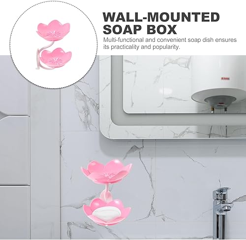 Miniatura 6 de Cabilock Caja de doble capa Jabonera de baño Soporte para jabón de baño, gancho de ventosa, recipientes rosados, jabonera adhesiva, caja de jabón de