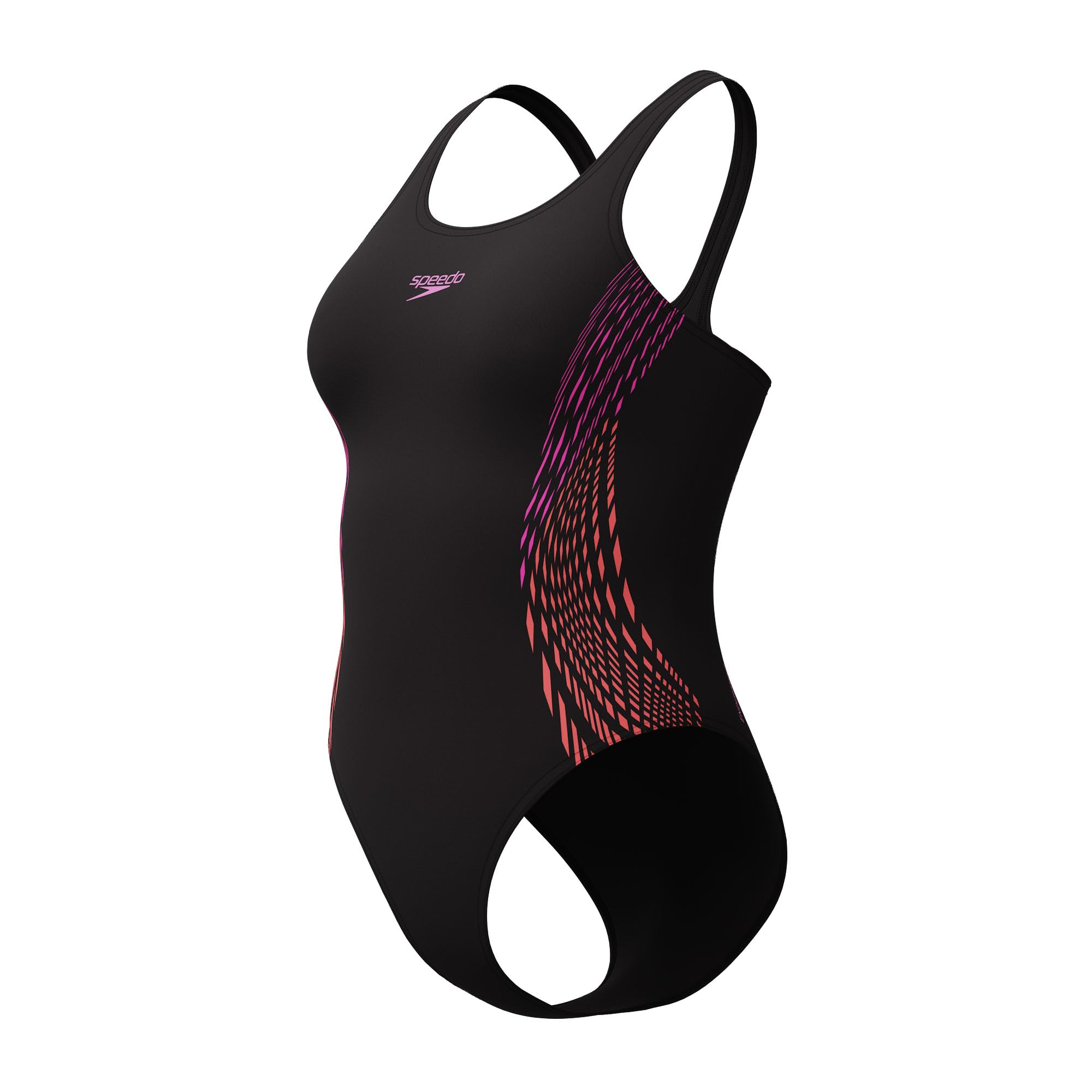 Speedo Women's Placement Muscleback Swimsuit Swimming Costume Neon Violet Size 40" Approx UK 18