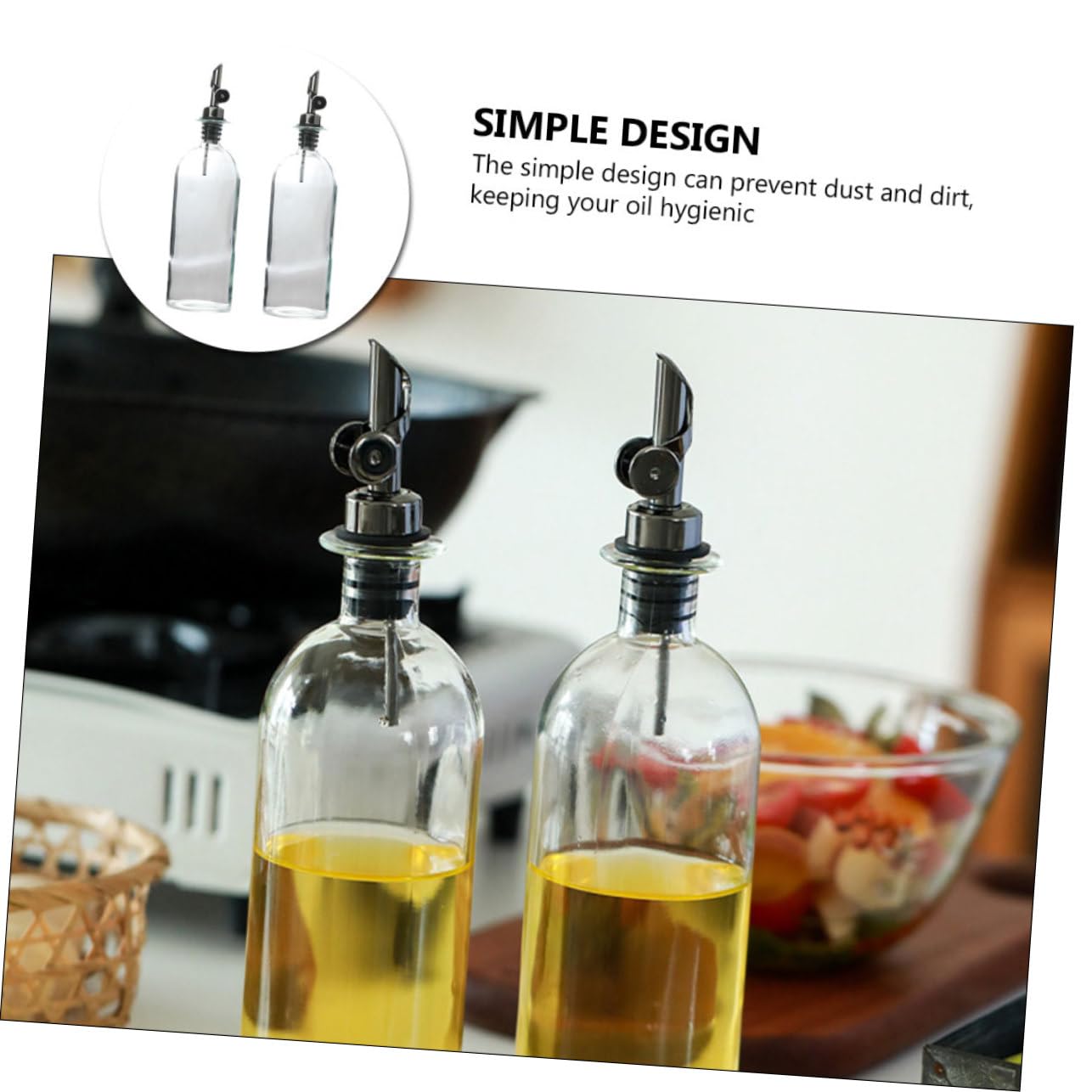 Dosatore per Olio in Vetro 2 Pezzi da 500ml, Contenitore Robusto per Olio e Aceto, per Cucina Domestica e Ristoranti, Uso Duraturo e Pratico