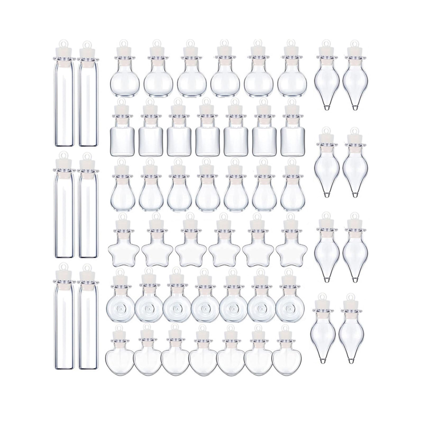 NEWFT Clear Glass Bottles Jars with Cork Stoppers Set for Creative Projects and Weddings Party Supplies Glass Cork Bottles