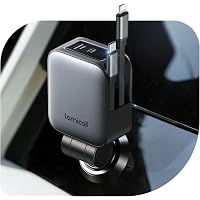 Lamicall 4-IN-1 Caricatore Auto Ricarica Rapida - [2 Cavi Retrattili]