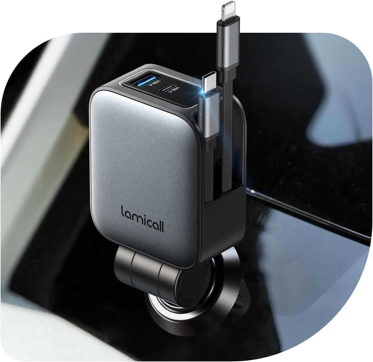 Lamicall 4 IN 1 Zigarettenanzünder USB C Auto Ladegerät Schnellladegerät