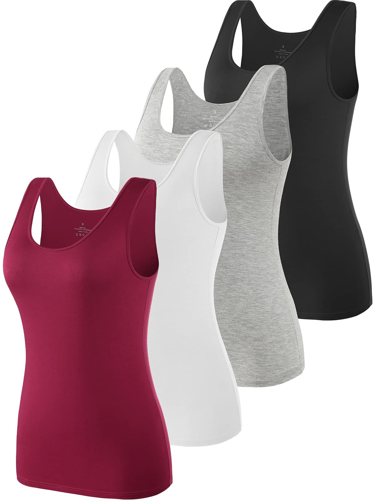 vislivin Elastische Tank Tops für Damen Unterhemden 3/4er Pack