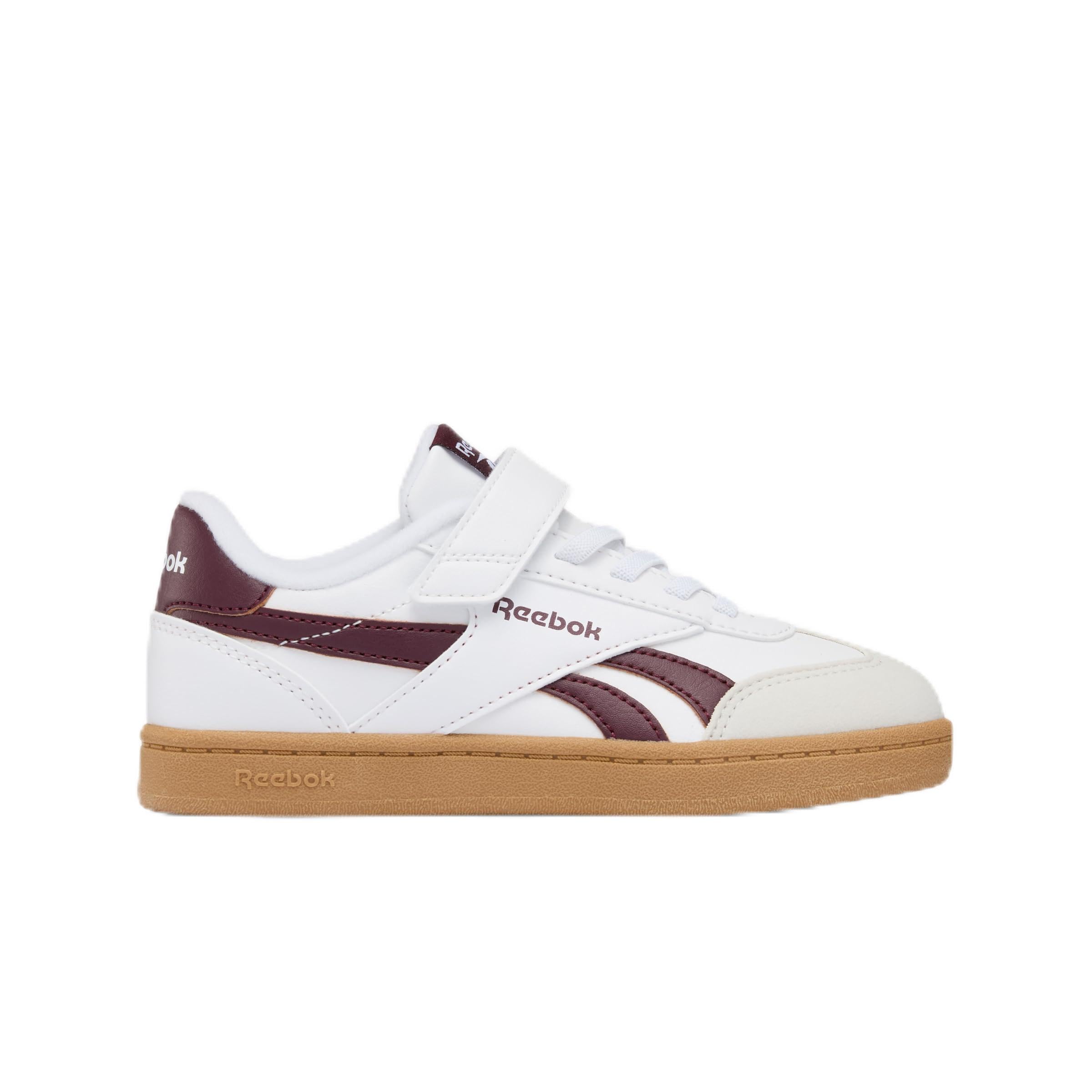 Reebok Unisex Children's Smash Edge Elastic & Top Strap Trainers, White Blackcherry Sgum1, 1.5 UK Child