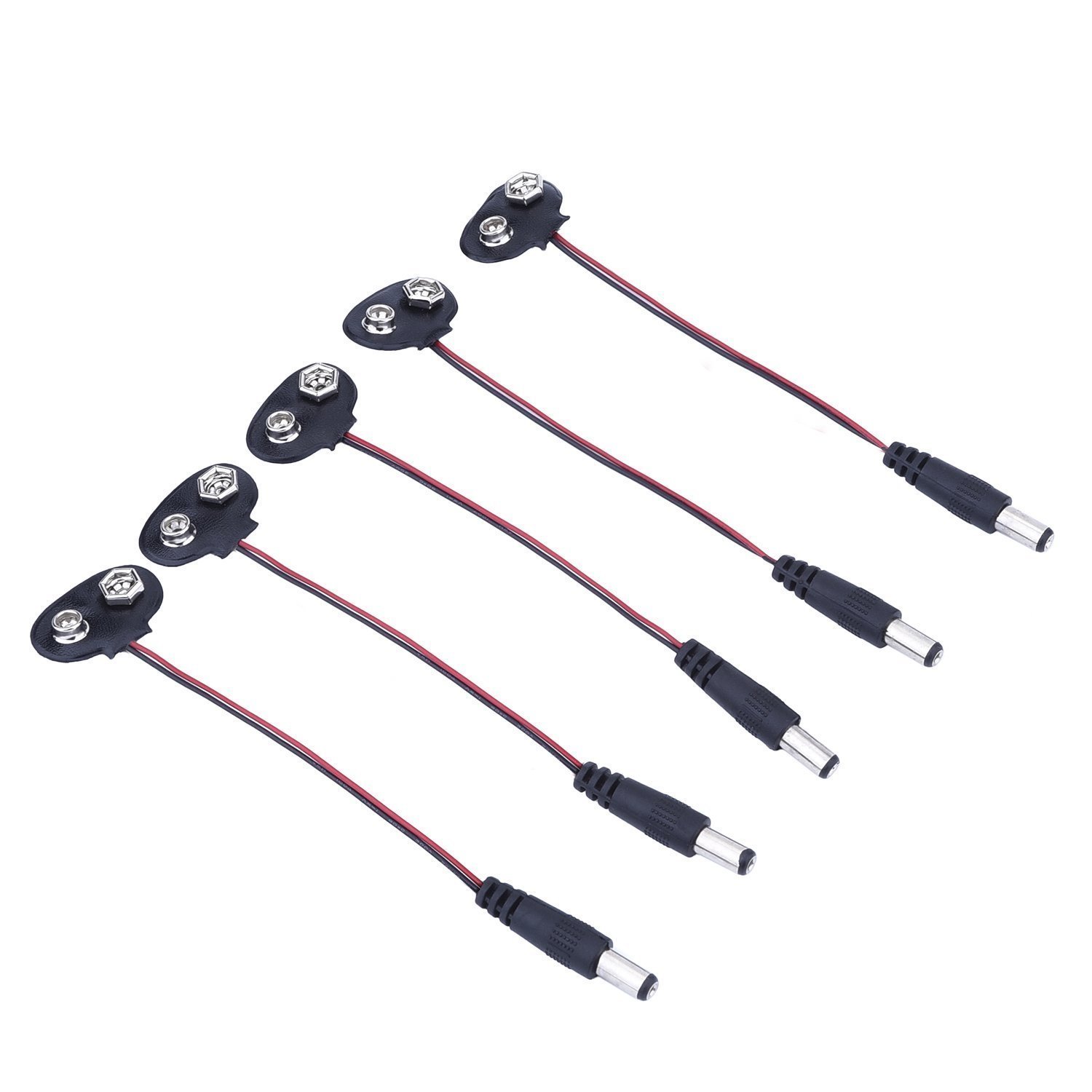 DollaTek 10 szt. 9 V przy??cze do akumulatora kabel klips z 2,1 x 5,5 mm m?ski DC wtyczka sieciowa typ T do Arduino