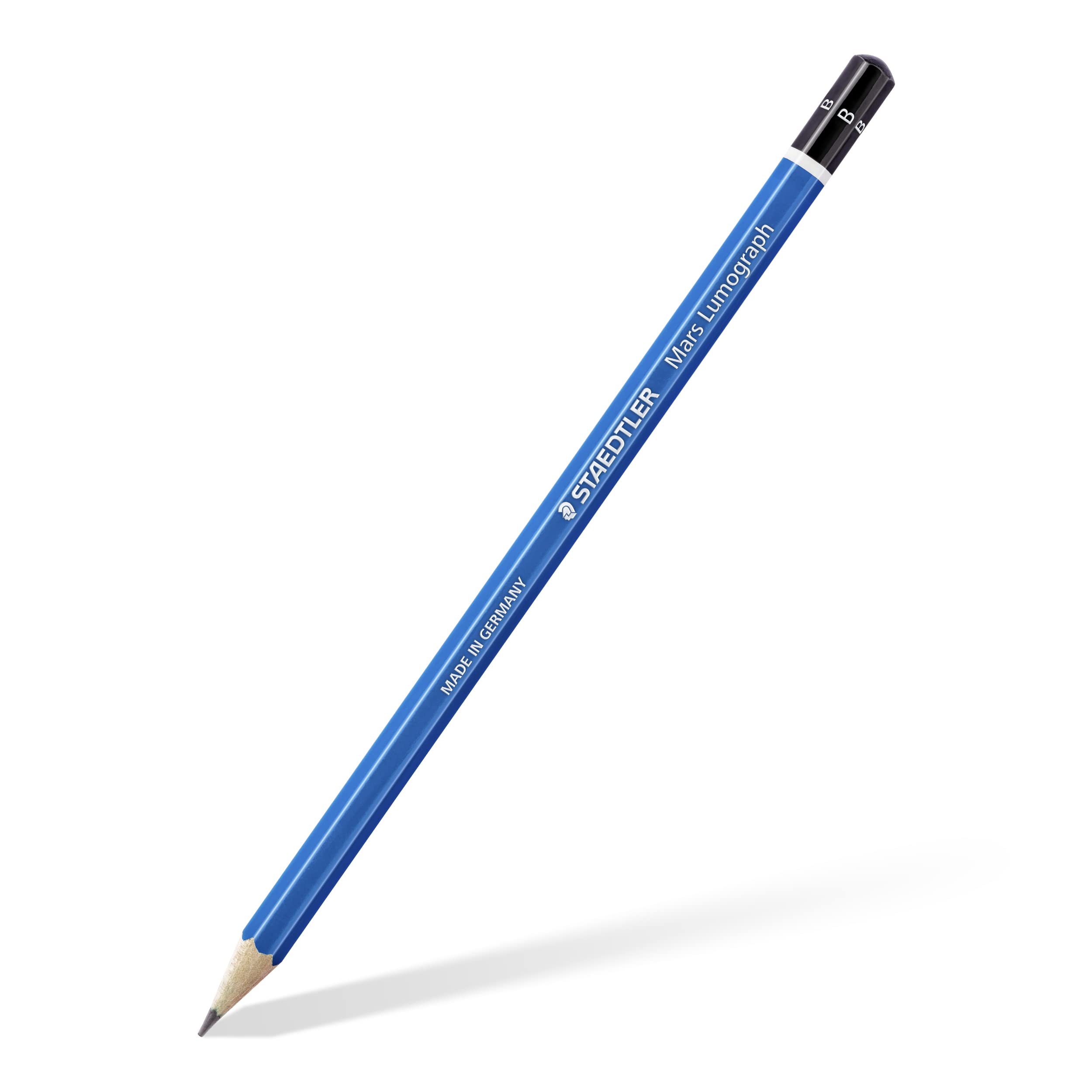 STAEDTLER Mars Lumograph B Graphit Art Zeichenstift, 6 Bleistifte | zum Skizzieren und Schattieren, bruchfeste Premium Woodcase Zeichenstifte, 6-teiliges Set