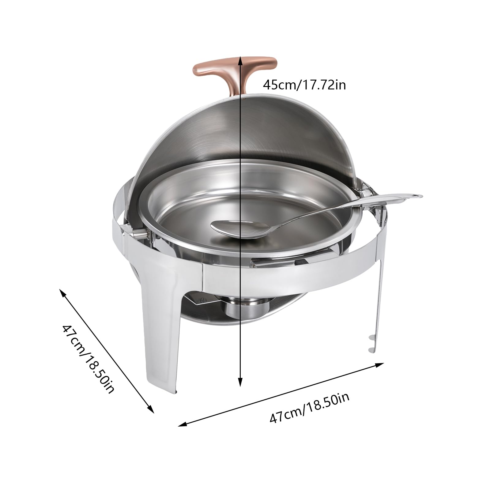 Calentador de alimentos de acero inoxidable, juego de buffet con ventana, soporte para quemador de 47 x 47 cm, 6 qt, equipo profesional para buffet
