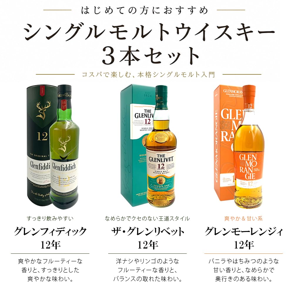 Amazon.co.jp: シングルモルトウイスキー 3本 セット グレンフィ