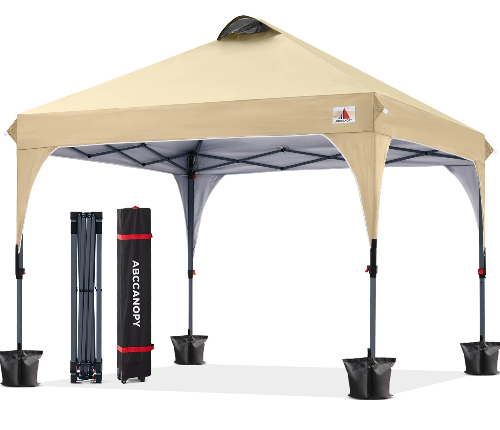 ABCCANOPY Pop Up Pavillon UV Schutz | wasserdichtes 300D Polyester, inkl. Rolltragetasche, 4 Gewichtstaschen, 4 Seile, 4 Pfähle, für Garten & Strand