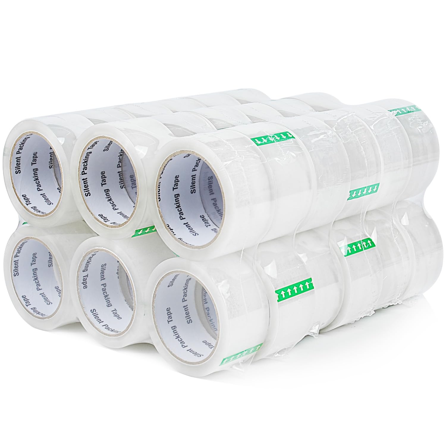 COSIMIXO 36-Pack No Noise Silent Packing Tape 2.4mil x 1.88" x55Yards,Industrial Heavy Duty Noiseless Packaging Tape for Quiet Packing Shipping Moving and Storage