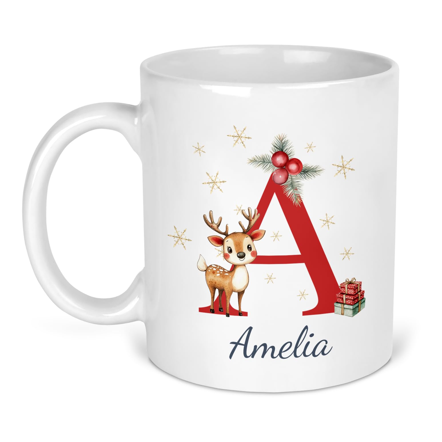 Chicken Craft Personalised Christmas Mug with Initial & Name - Custom Festive Coffee & Hot Chocolate Mug for Mum & Dad, Secret Santa, Family & Friends
