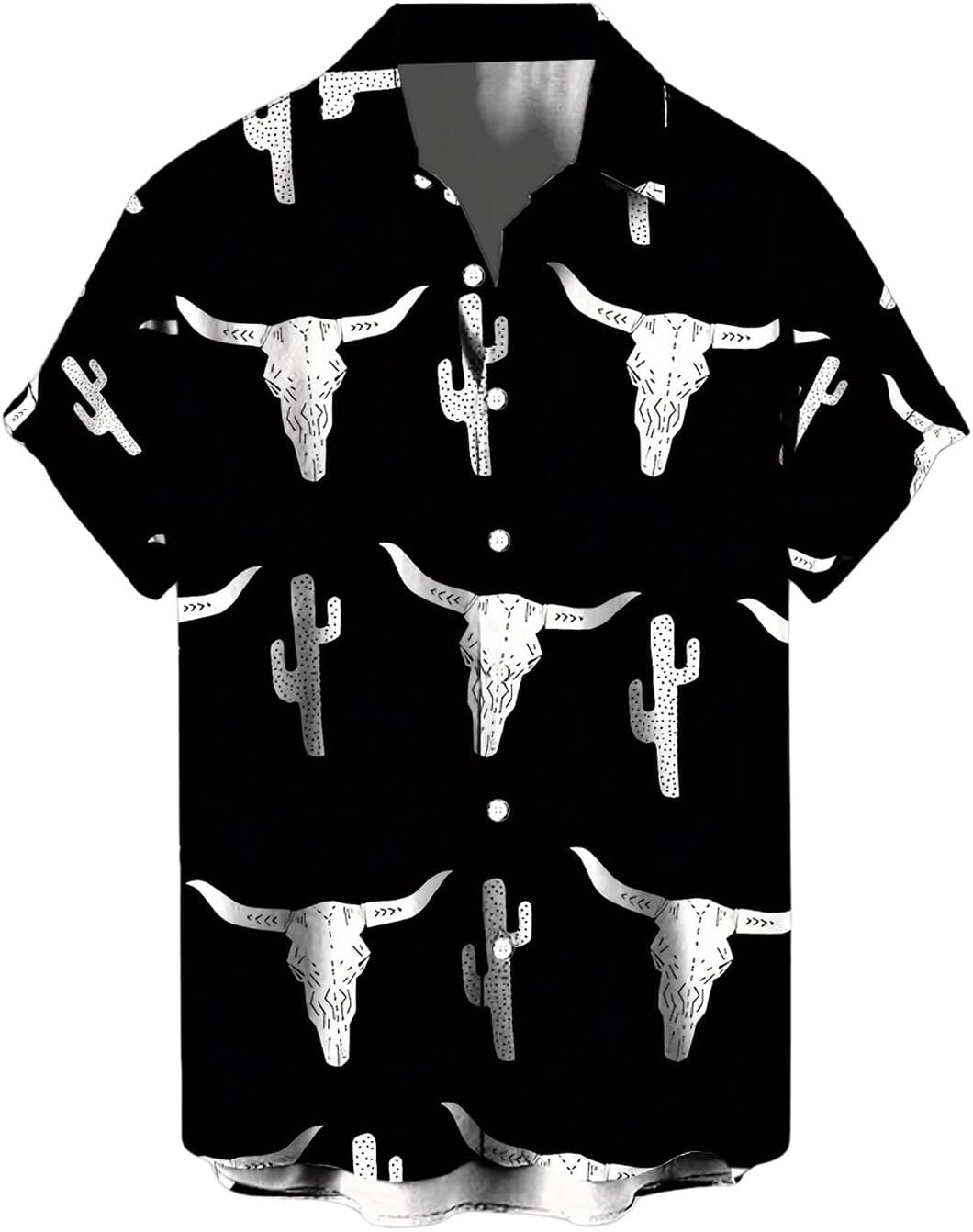 Men's Cow Graphic Button Up Shirts Short Sleeve Collared Vacation Casual Shirt