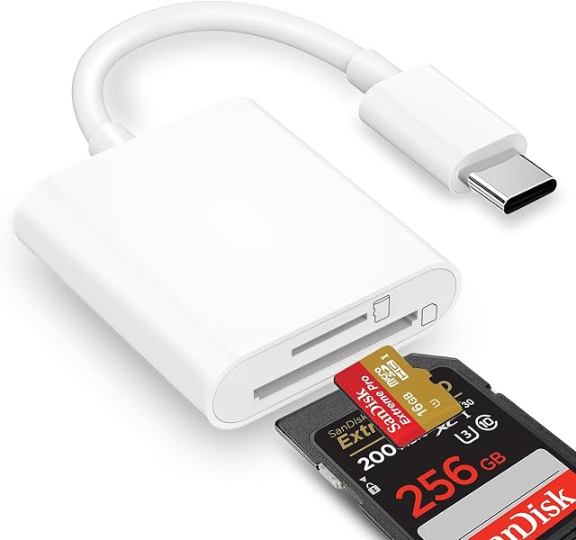USB C SD Lecteur de cartes Type C Lecteur à carte mémoire iPhone 17 USBC Micro SD TF Sim Card Digital Camera Adapter Converter pour iPhone 16, 15, MacBook Pro / Air, Chromebook, Galaxy et plus USB-C Périphérique