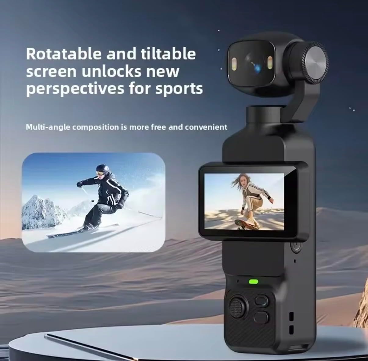 4K Ultra HD Pocket Vlogging Camera with 180degree Rotatable Screen, White image 3