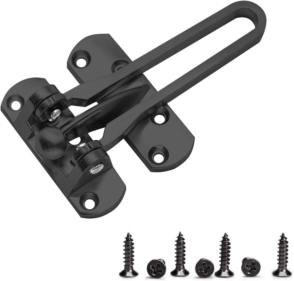 Home Security Door Lock Swing Bar Door Guard for Kids, Hotel Door Latch, Thicken Solid Zinc Alloy Reinforcement Lock, Black
