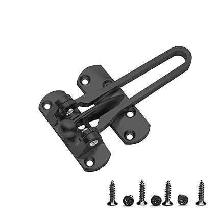 Home Security Door Lock Swing Bar Door Guard for Kids, Hotel Door Latch, Thicken Solid Zinc Alloy Reinforcement Lock, Black