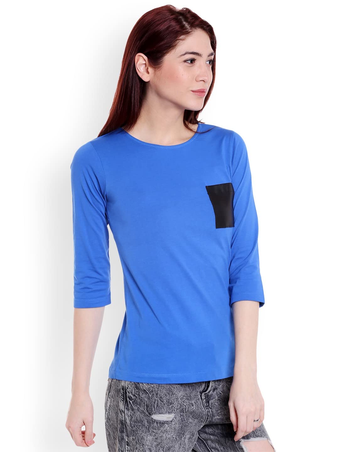 style quotient Women Blue Solid Pure Cotton Top-picture-26