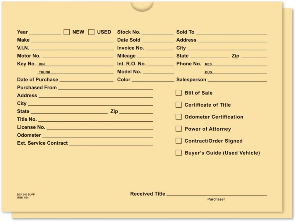Buff - Auto Car Dealer Record Envelope - Qty 500_AB
