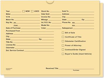 Buff - Auto Car Dealer Record Envelope - Qty 500_AB