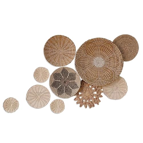 ChumDecor Wall Basket Decor Set of 10 with BohoBohemian Home Decor, Large Boho Woven Basket Wall Decor Set for Western Home Decor, Rattan Wicker