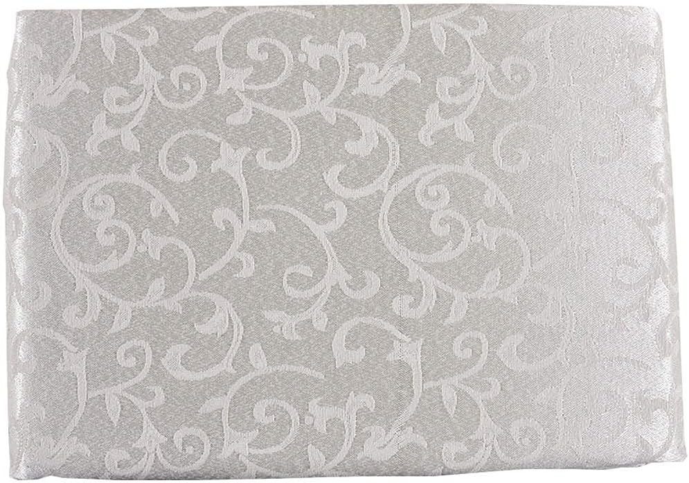 Lenox Opal Innocence 60” x 102’’ Platinum Rectangle Tablecloth - Machine Washable, Wrinkle-Resistant, Table Cover