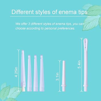Enema Kit Replacement 6.6ft Silicone Hose with 6 Tips & Valve | Includes flow control clamp & hook. Colon cleansing accessory for coffee enema and douche bag kits.