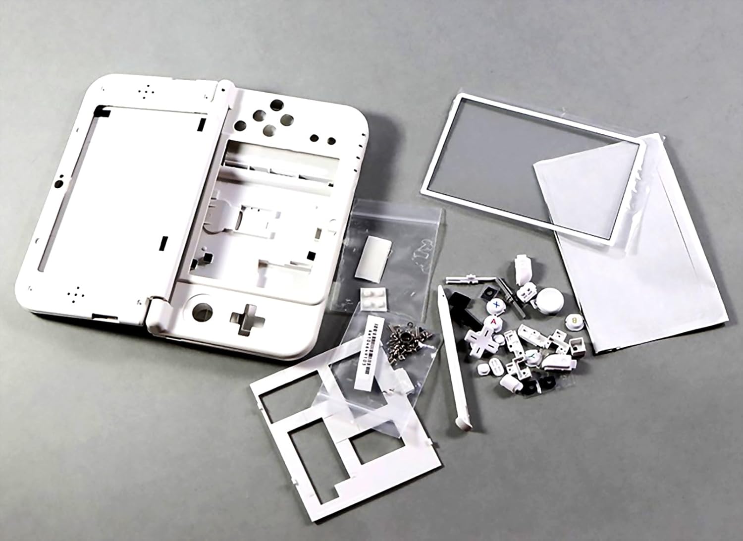 White Color New 3DSLL 3DSXL Complete Housing Case Enclosure Shells Replacement, for New 3DS New3DS XL LL New3DSXL Consoles, Top/Bottom Faceplate Cover Plates Buttons Screws Plugs Full Set