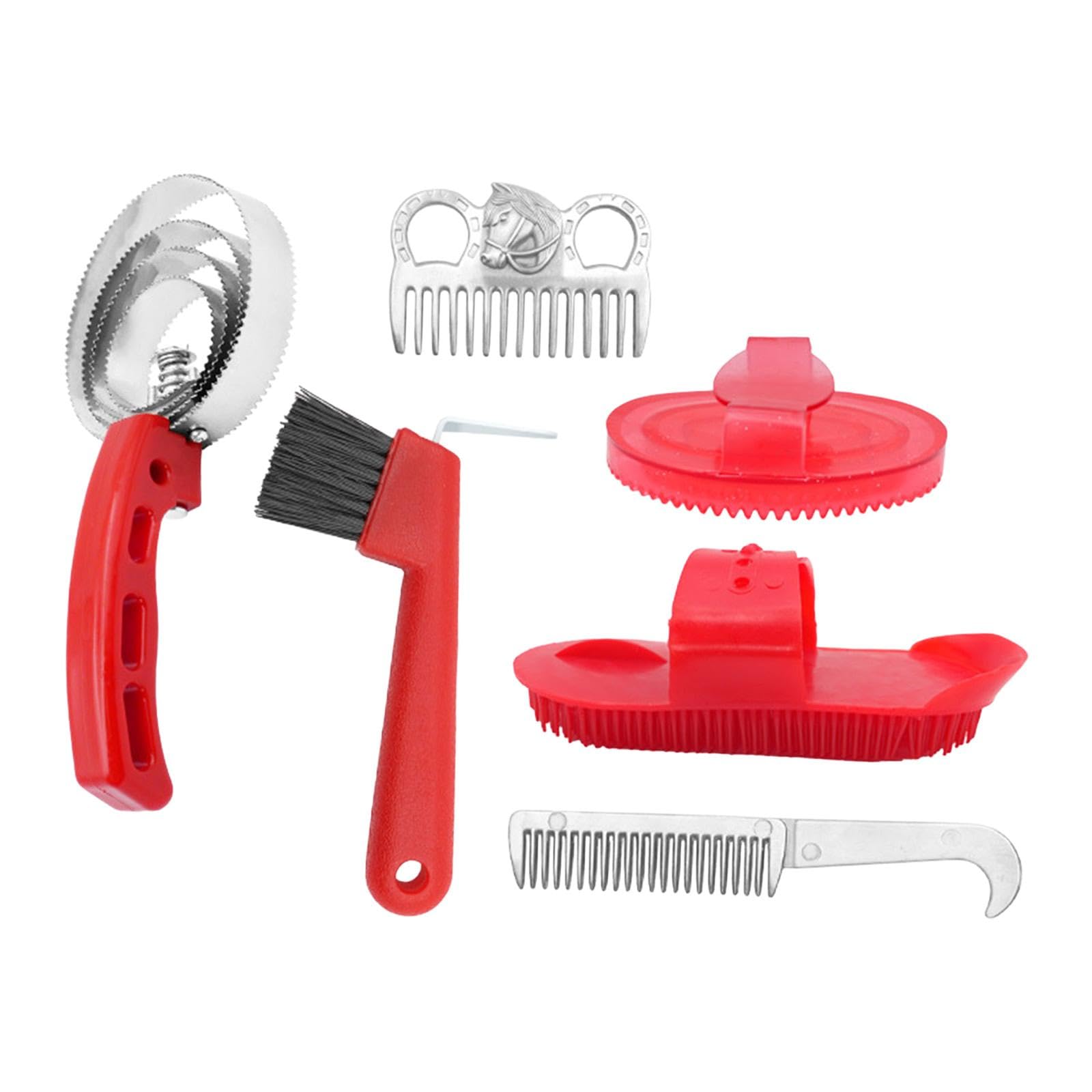 Harilla Kit de 6 Piezas para el Cuidado de Caballos, cepillos Profesionales, Herramientas de Limpieza para el Pelaje equino, Uso Diario.