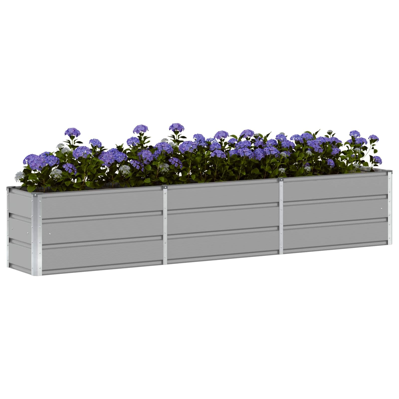 vidaXL Planter Light Grey 240 x 40 x 45 cm Steel, Garden and Terrace Decor, Modern Planter, Durable Steel Plant Stand, Indoor, Outdoor Gardening, Residential Feature, Ornament