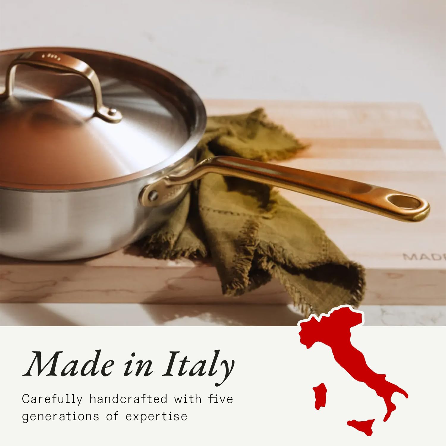 Made In Saucier Pan - Stainless Steel, Antique Brass -6