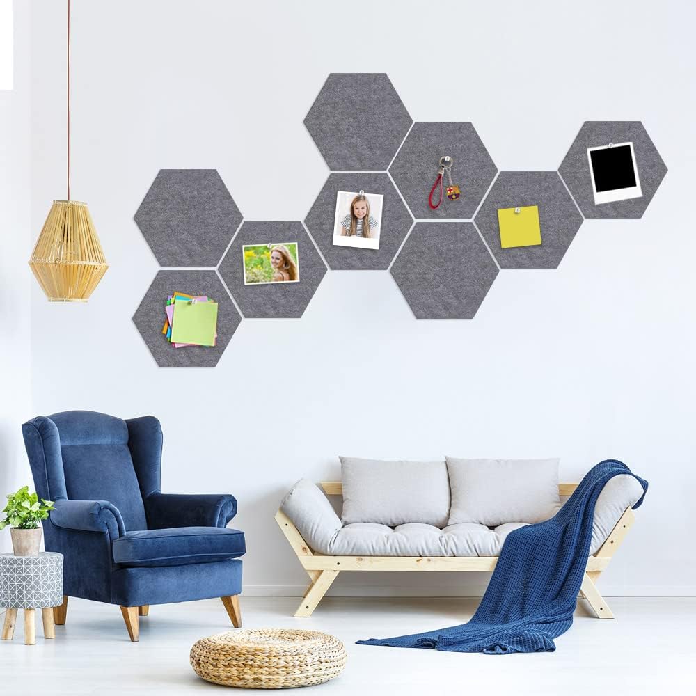 HyFanStr Felt Pin Board Wall Bulletin Board, Hexagon DIY Memo Board
