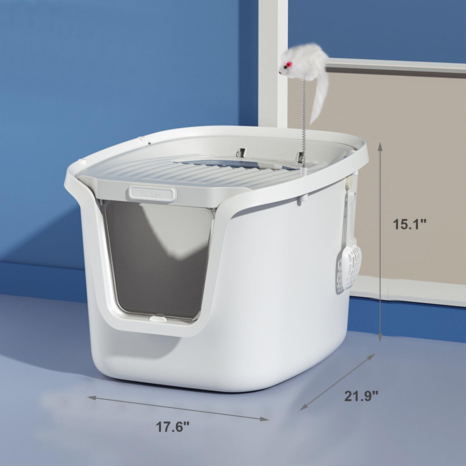 Seamless Molded Cat Litter Box with Scoop, Top or Front-Entry